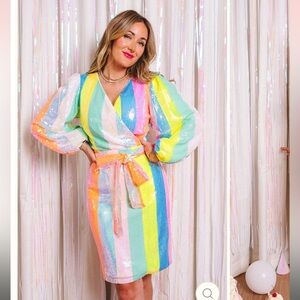 Jagger Dress in Striped Sequence